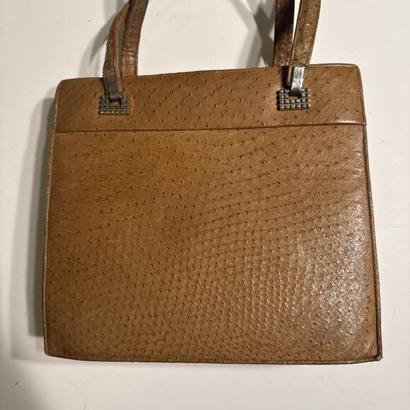 Vintage BrownOstrich Leather Small Hand Bag - Picture 4 of 13